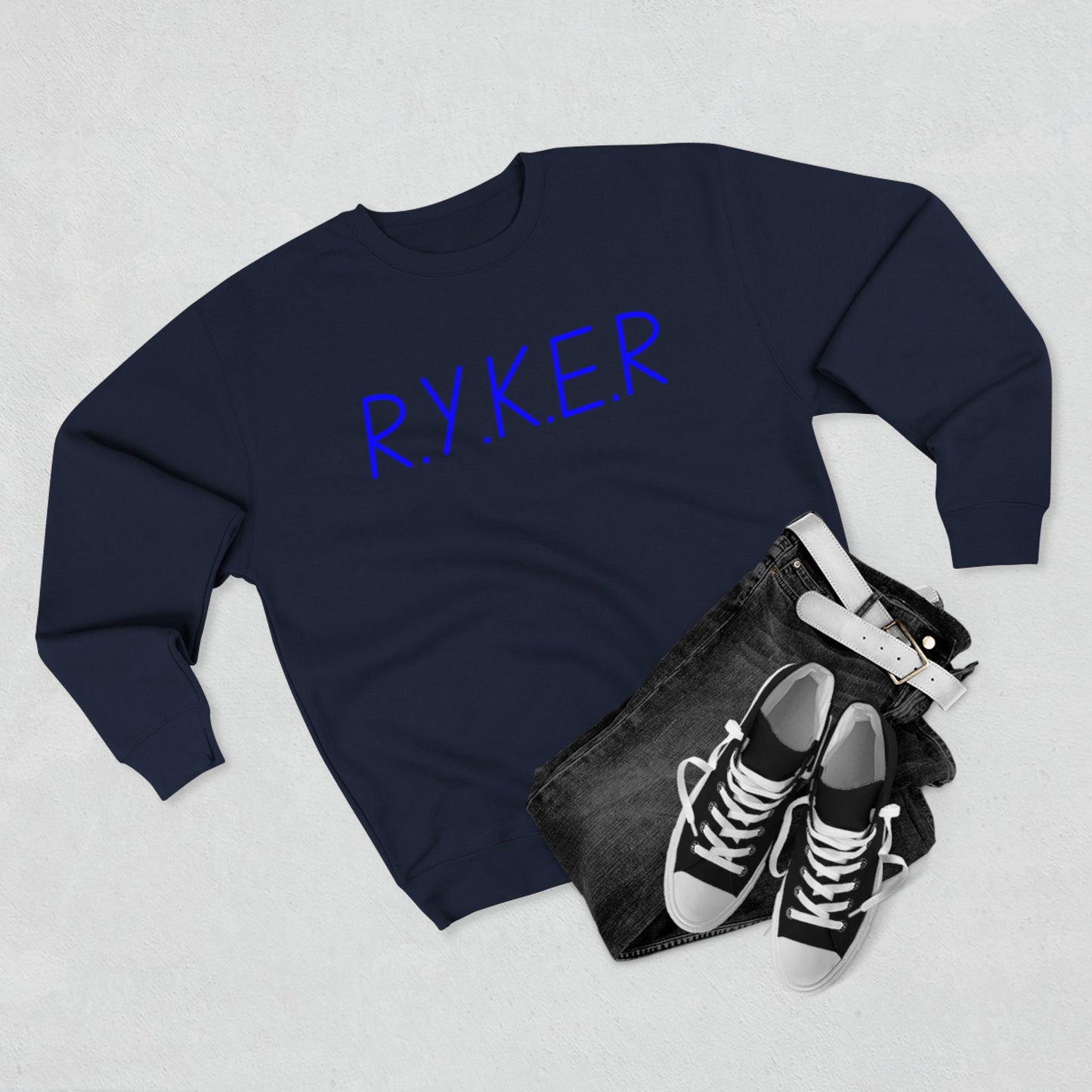 RYKER Christian Blue Letters Crewneck