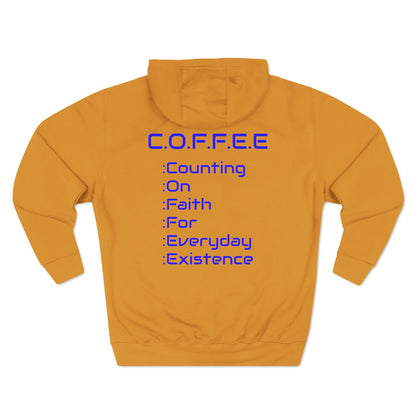 Adult Coffee Christian Blue Words Only Hoodie