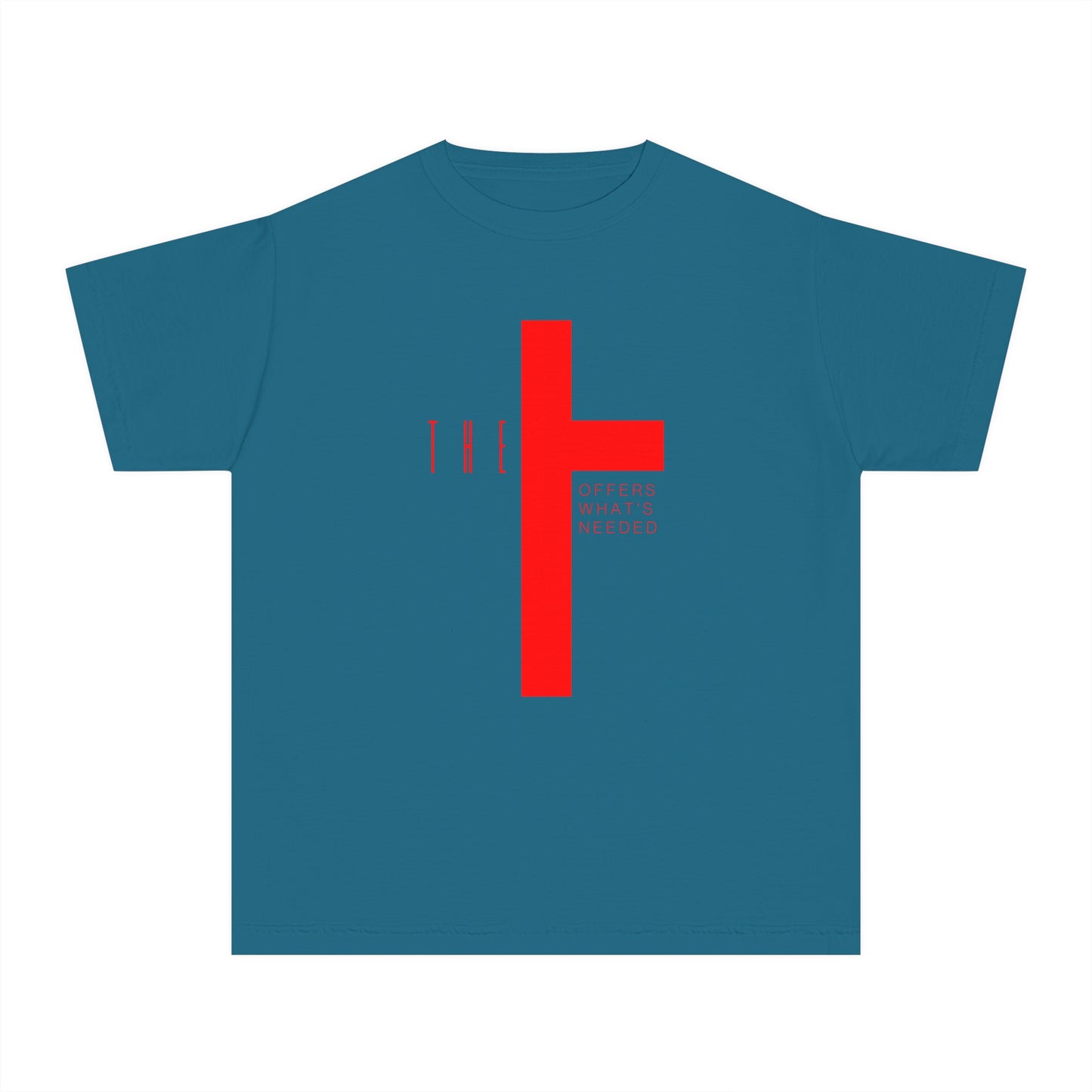 Youth T-Town Christian Red Letters & Cross