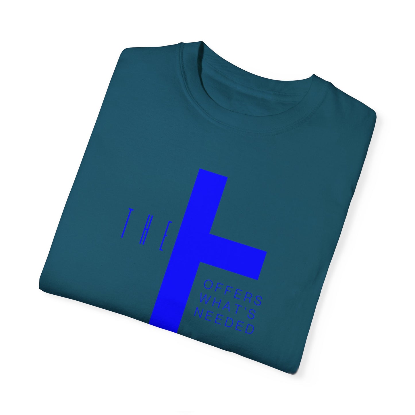 Adult T-Town Christian Blue Letters & Cross