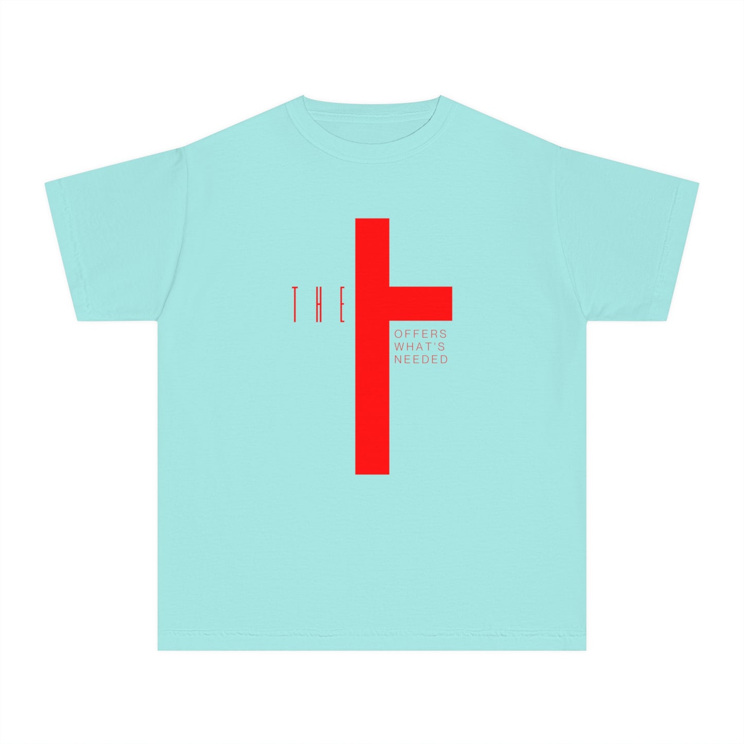 Youth T-Town Christian Red Letters & Cross