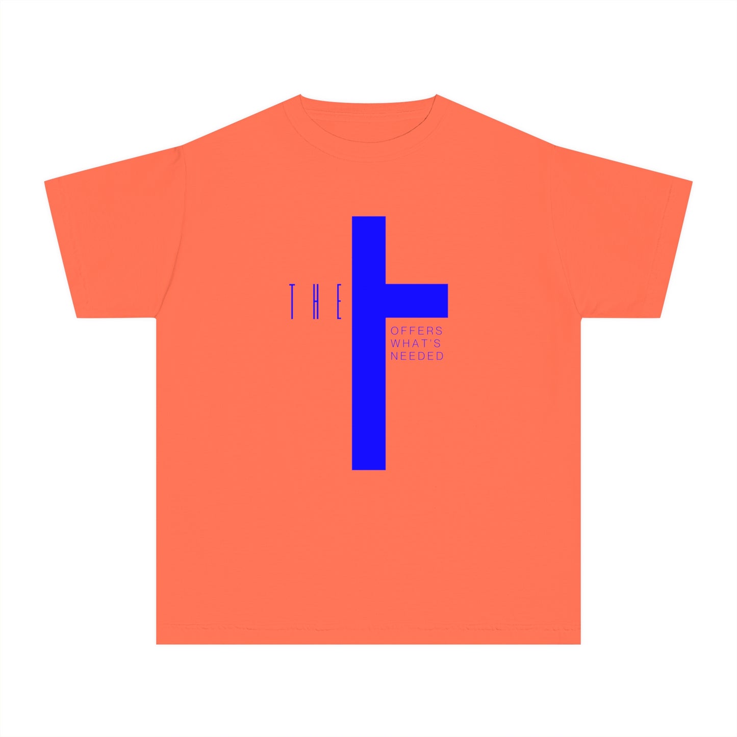 Youth Adult T-Town Christian Blue Letters & Cross