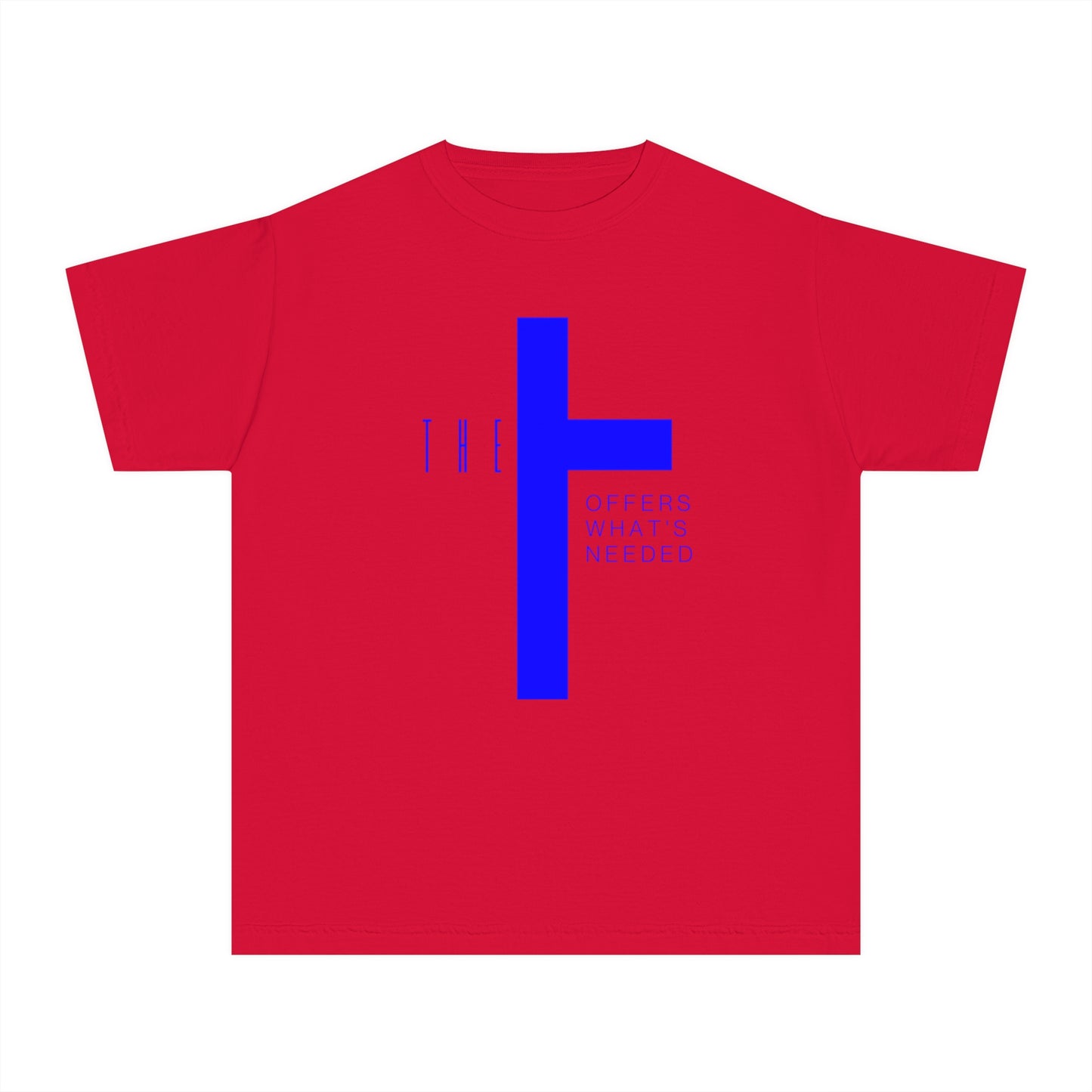 Youth Adult T-Town Christian Blue Letters & Cross