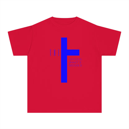 Youth Adult T-Town Christian Blue Letters & Cross