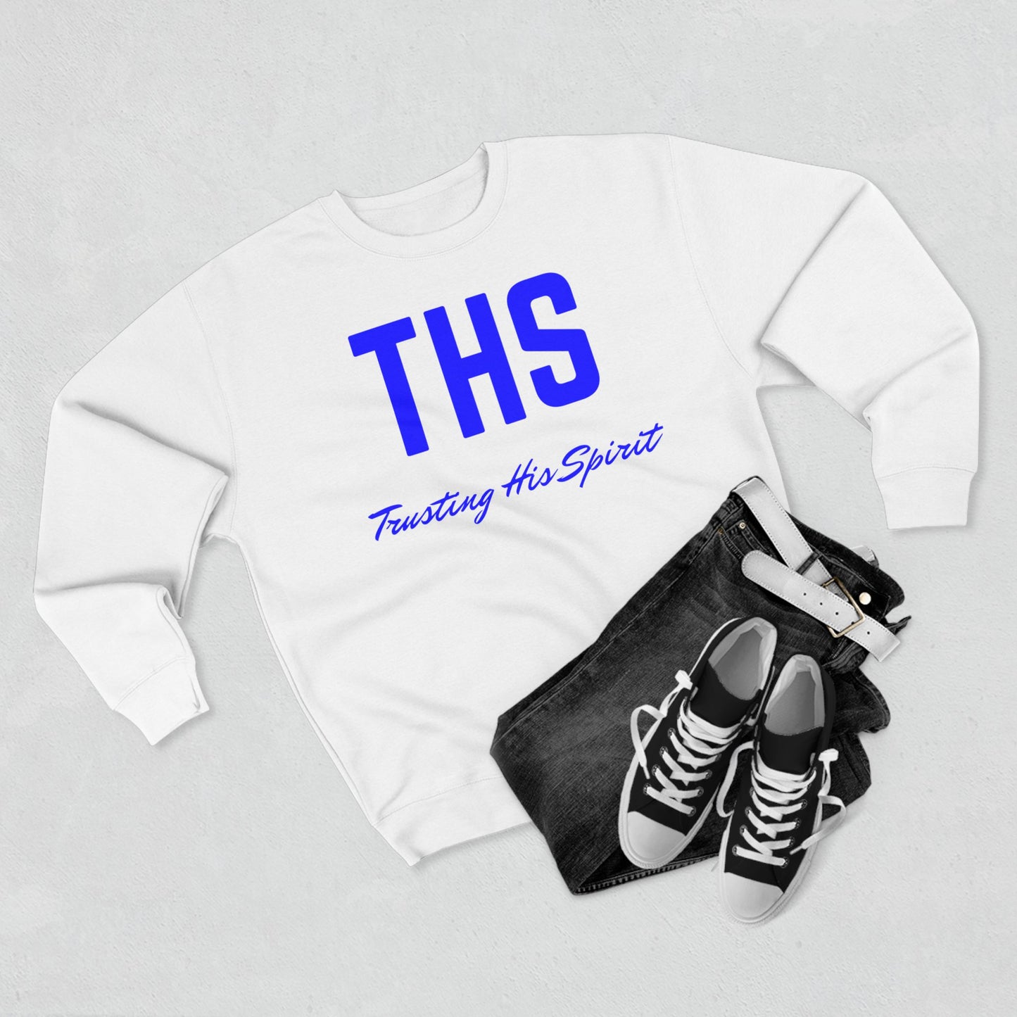 Adult THS Christian Blue Letters Crewneck