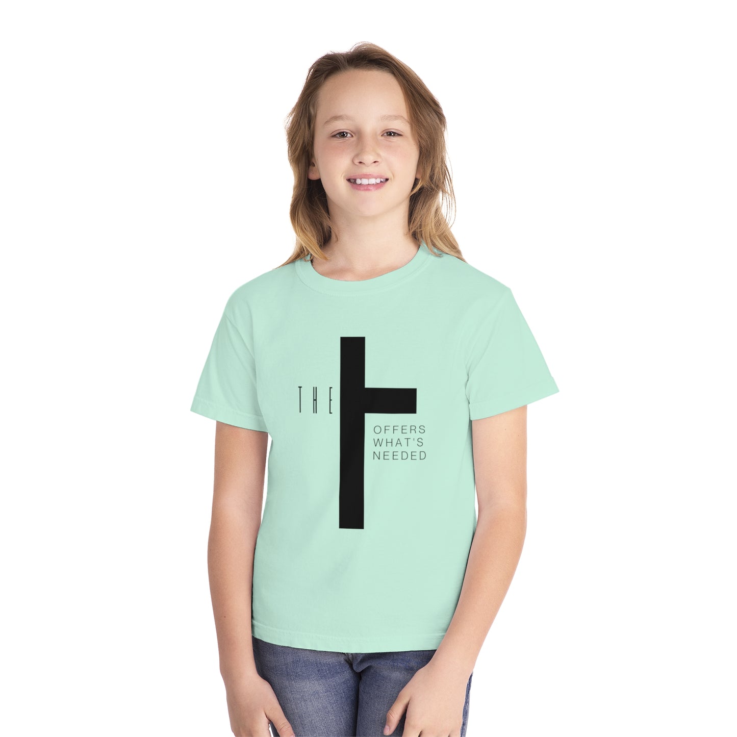 Youth T-Town Christian Black Letters & Cross