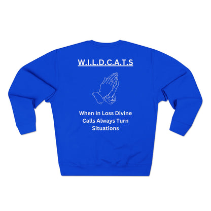 Wildcats Christian White Letters & Picture Crewneck