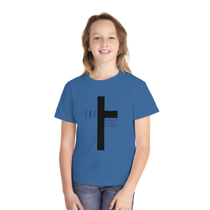 Youth T-Town Christian Black Letters & Cross