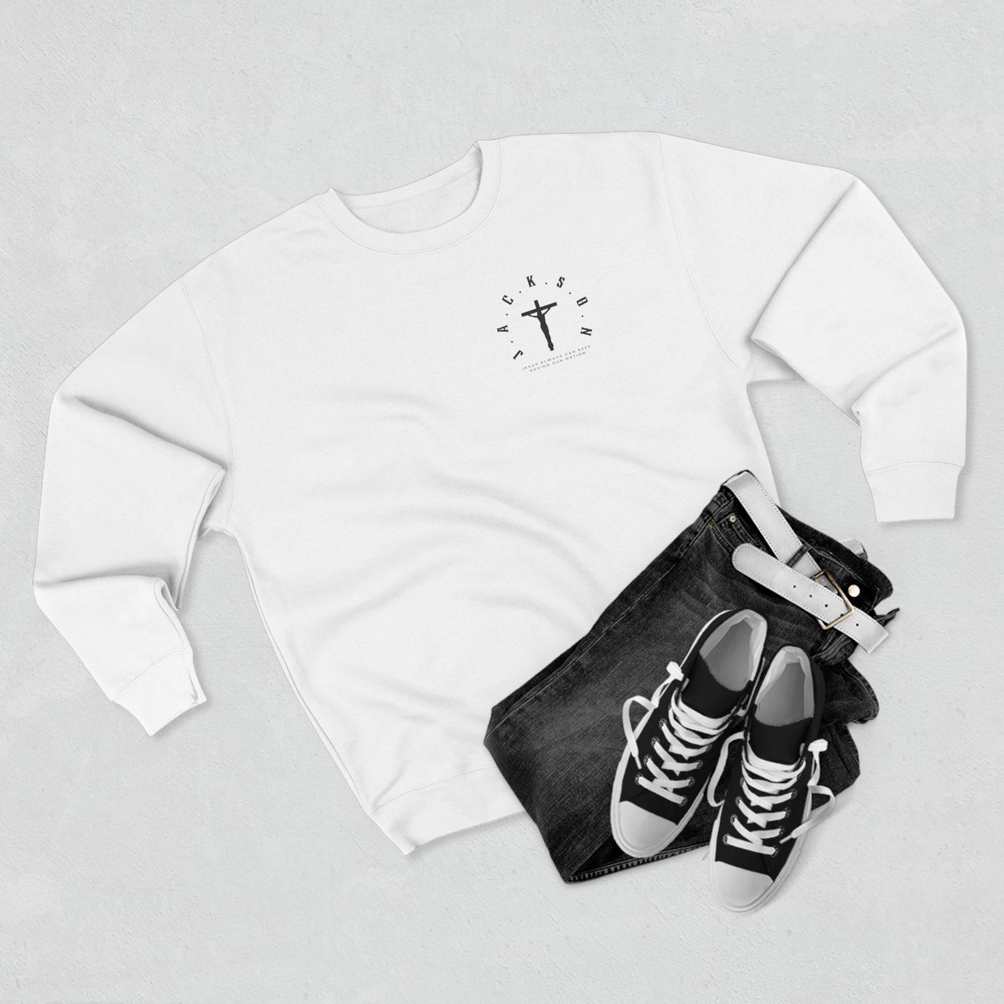 Jackson Black Cross & Letters Crewneck