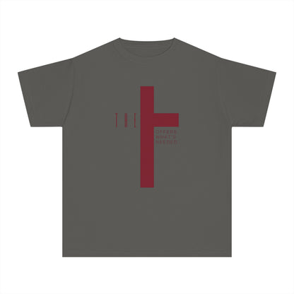 Youth Adult T-Town Christian Marron Letters & Cross