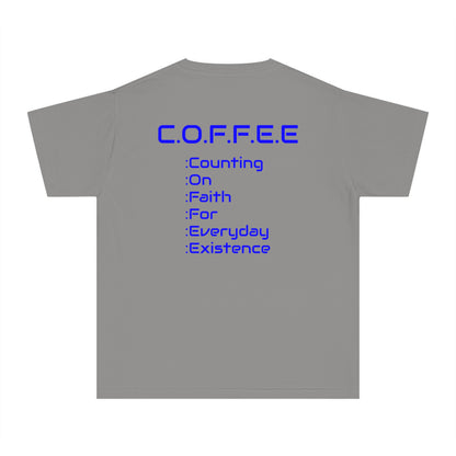 Youth Adult Coffee Christian Blue Words Only