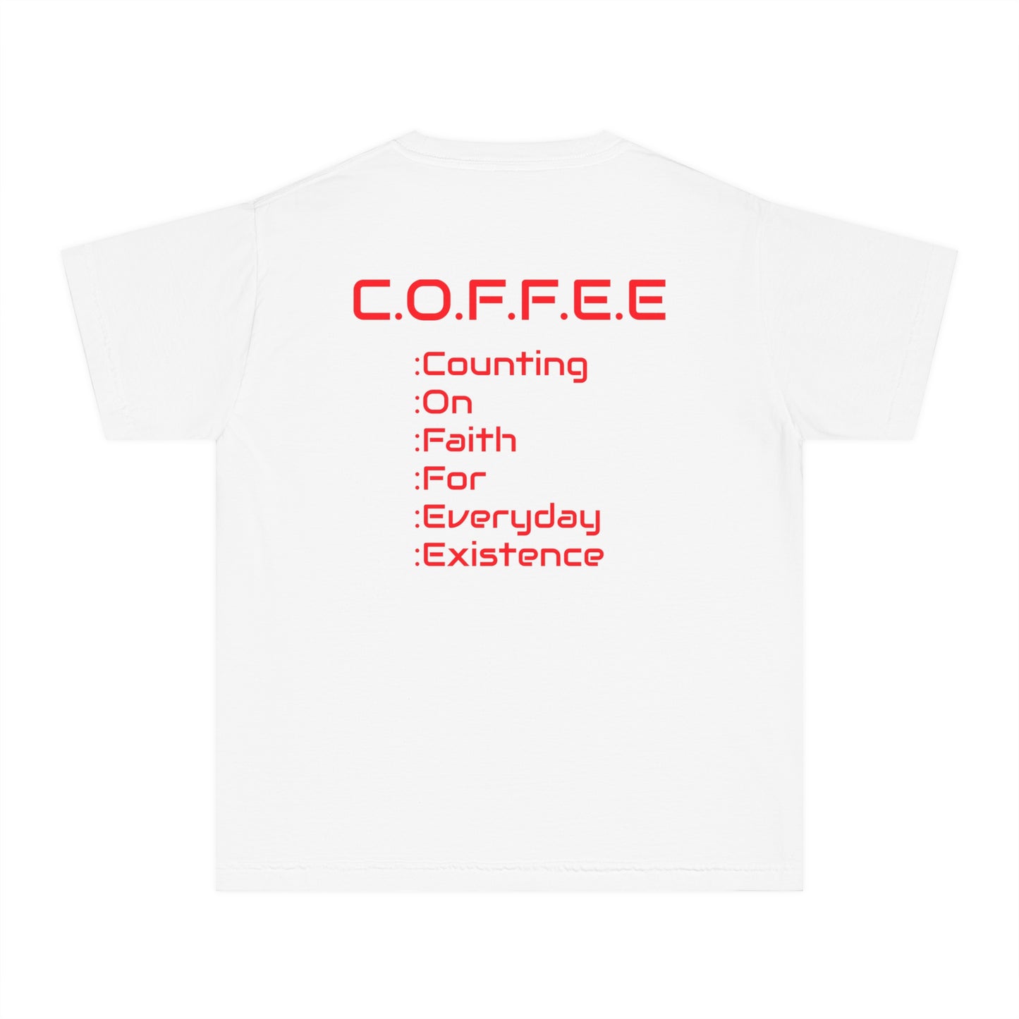 Youth Adult Coffee Christian Red Words Only