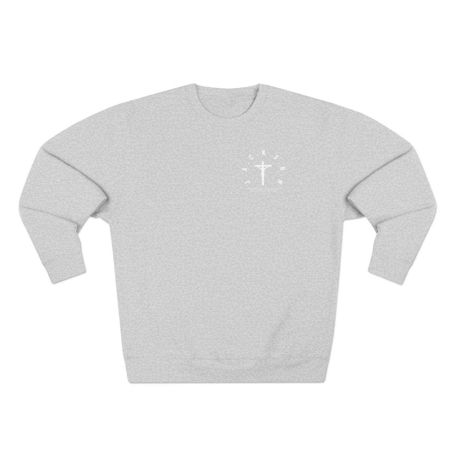 Jackson White Cross & Letters Crewneck