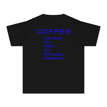 Youth Adult Coffee Christian Blue Words Only