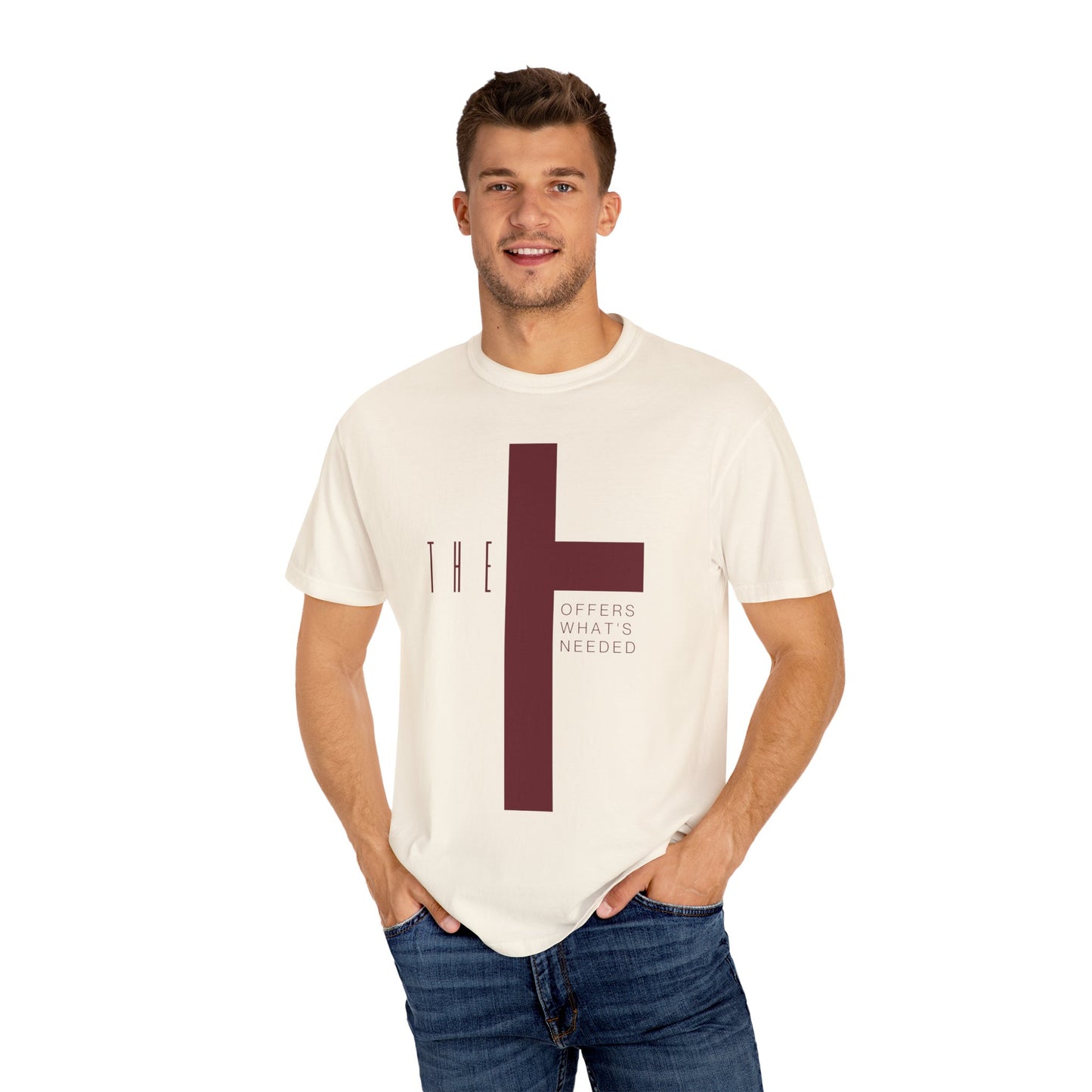 Adult T-Town Christian Marron Letters & Cross