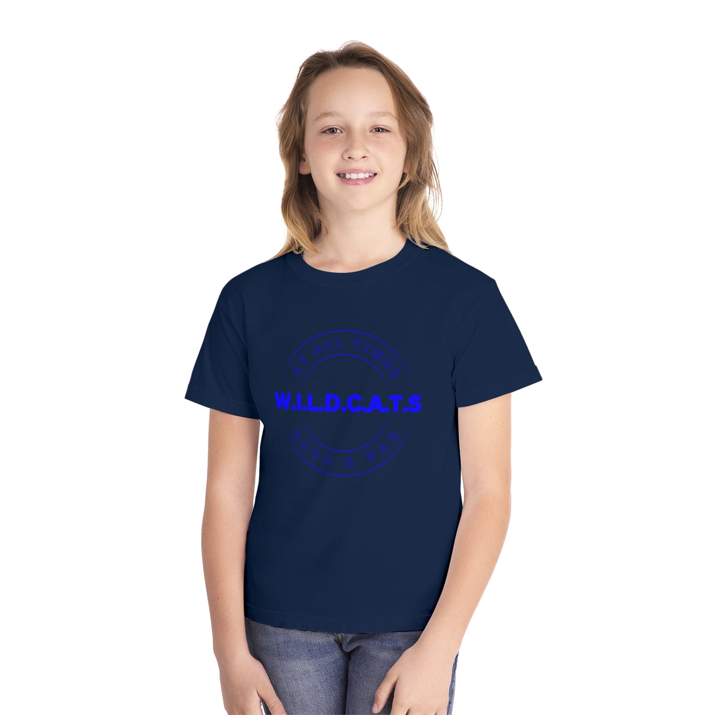 Youth Wildcats Christian Blue Letters & Picture