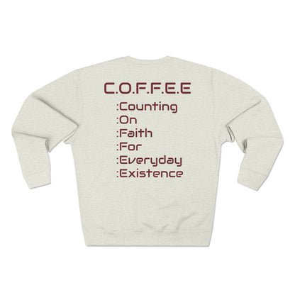 Adult Coffee Christian Marron Words Only Crewneck