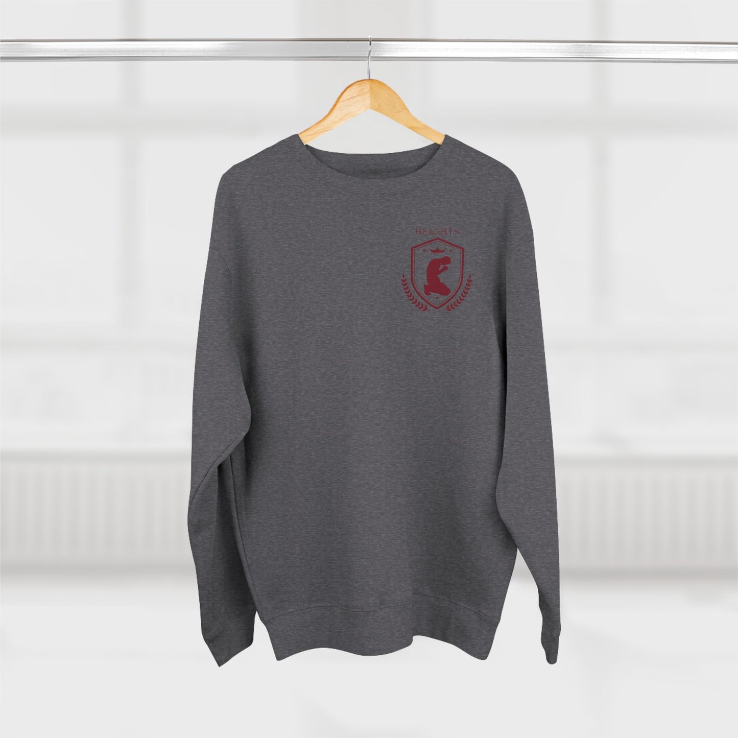 Heights Christian Marron Letters & Image Crewneck