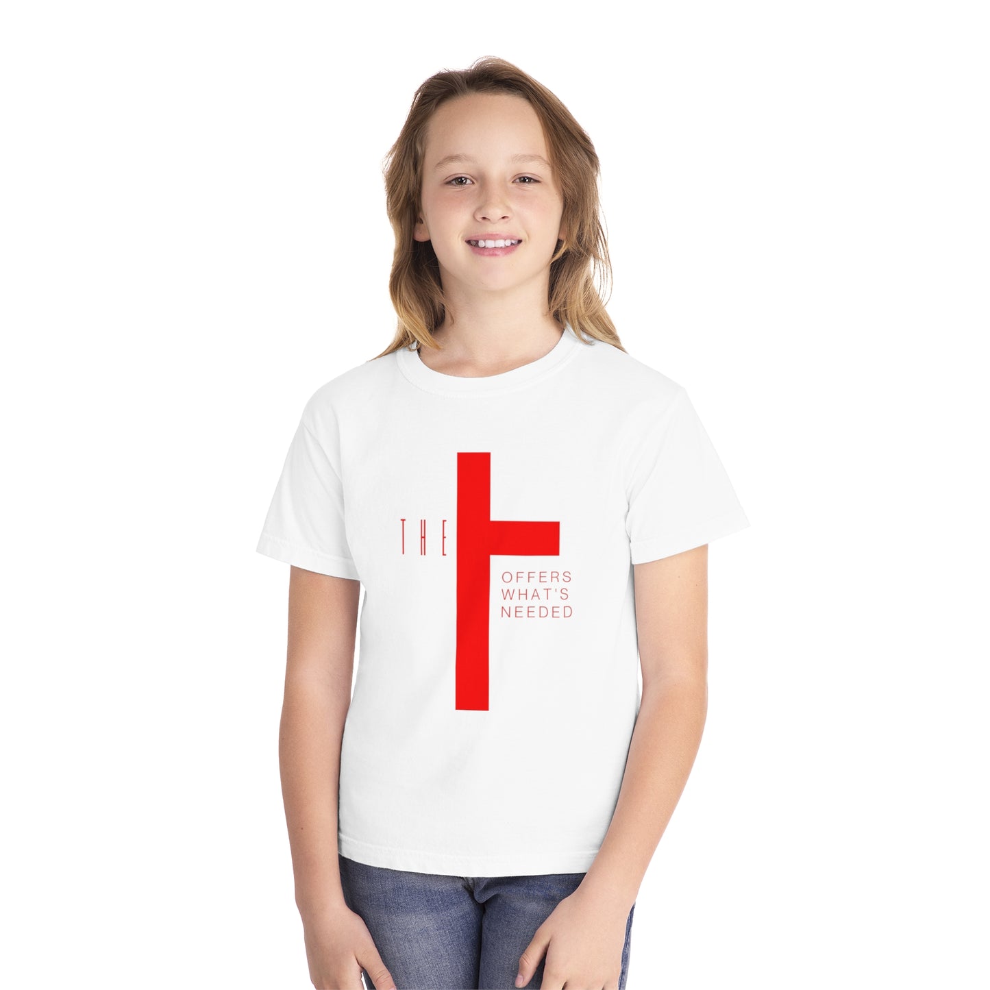 Youth T-Town Christian Red Letters & Cross