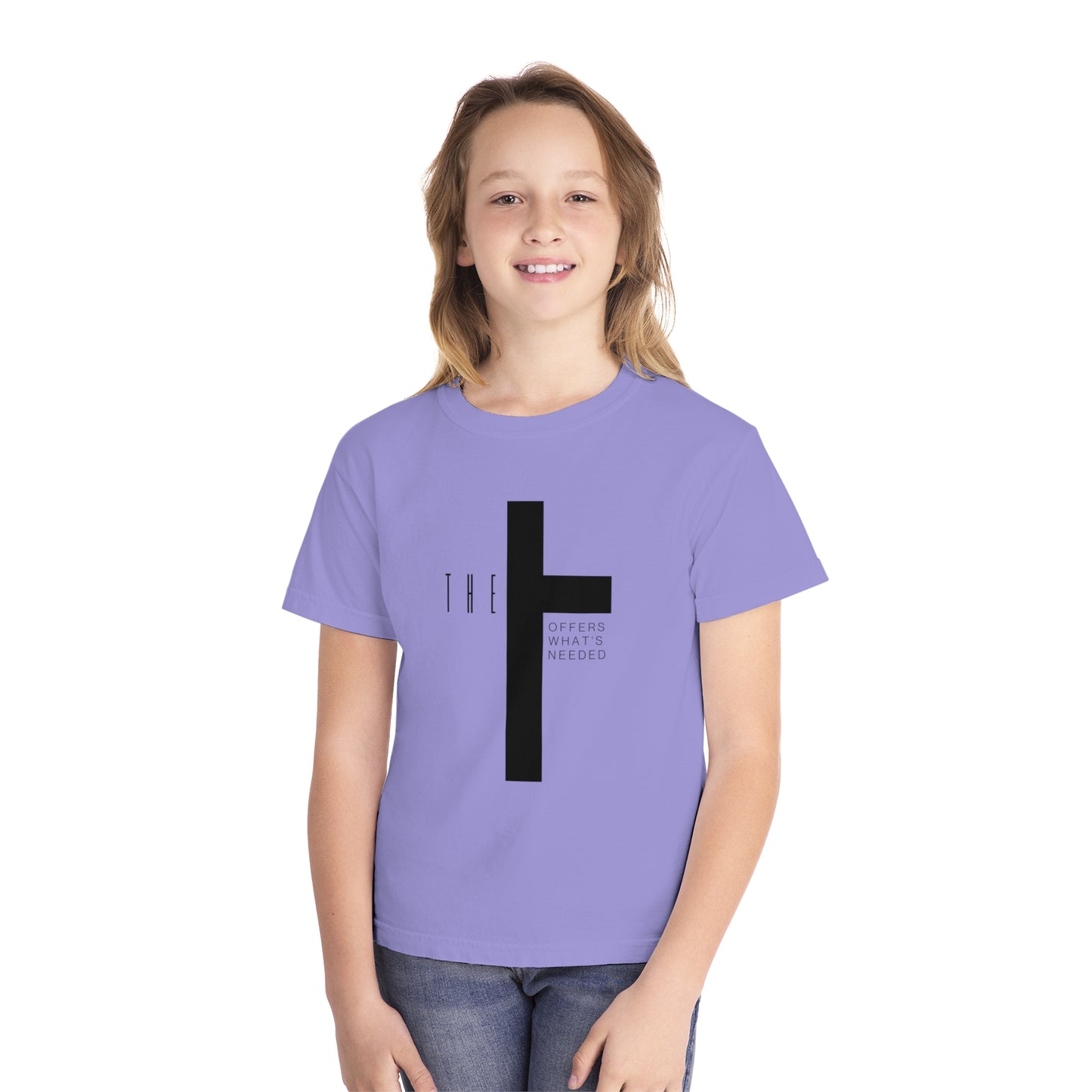 Youth T-Town Christian Black Letters & Cross