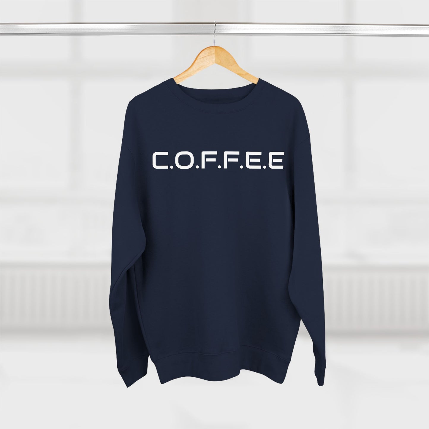 Adult Coffee Christian White Words & Image Crewneck