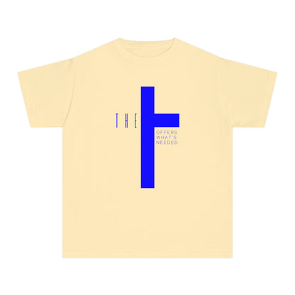 Youth Adult T-Town Christian Blue Letters & Cross