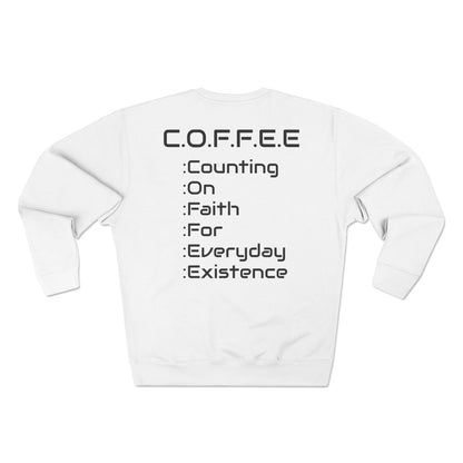 Adult Coffee Christian Black Words Only Crewneck