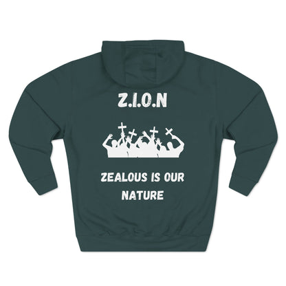 Zion Hoodie White Words & Image