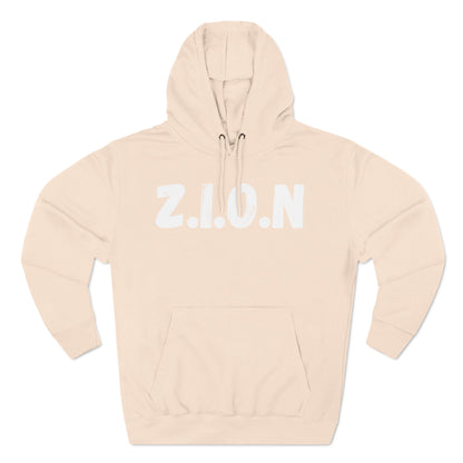 Zion Hoodie White Words & Image