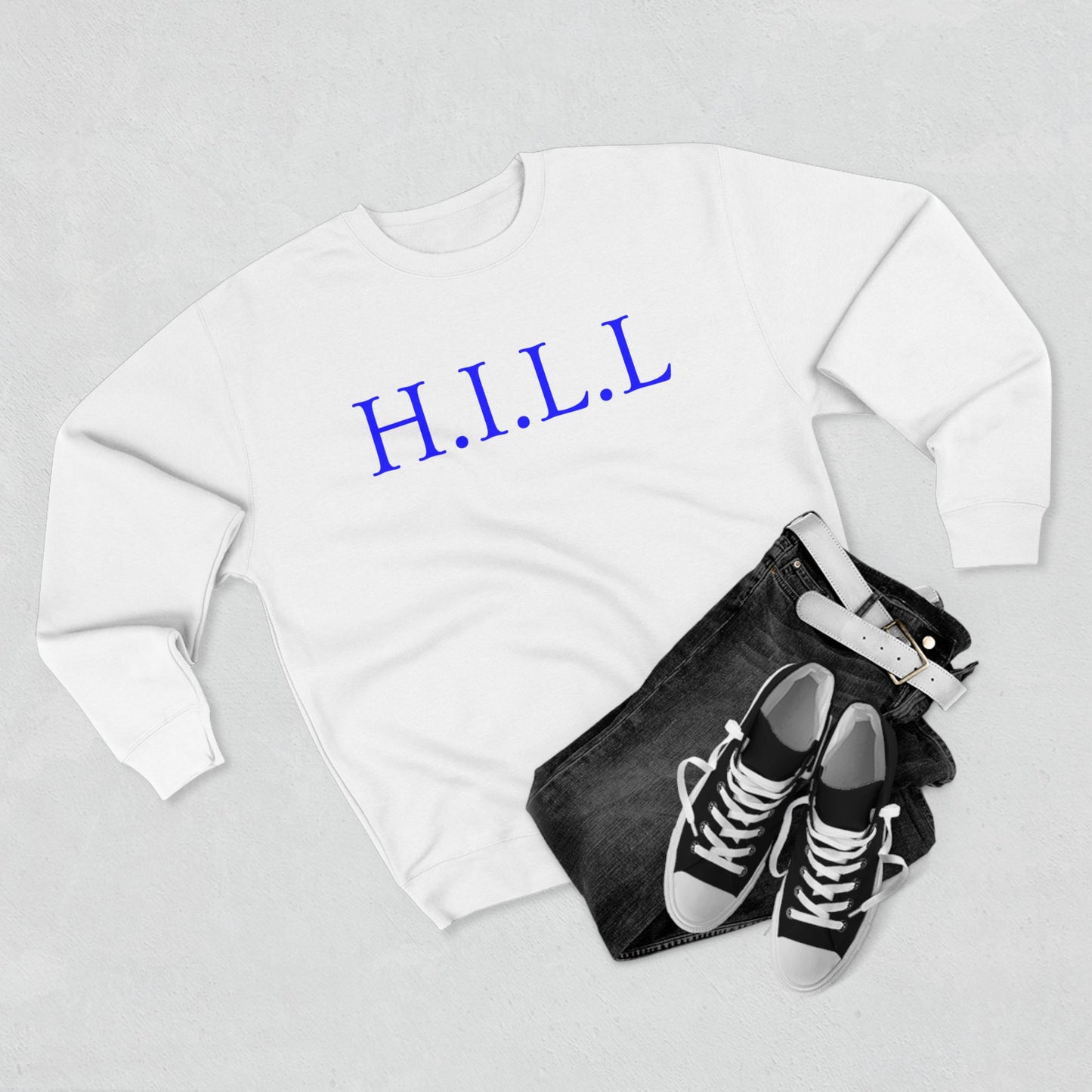 Hill Christian Blue Words Crewneck