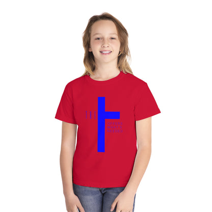 Youth Adult T-Town Christian Blue Letters & Cross