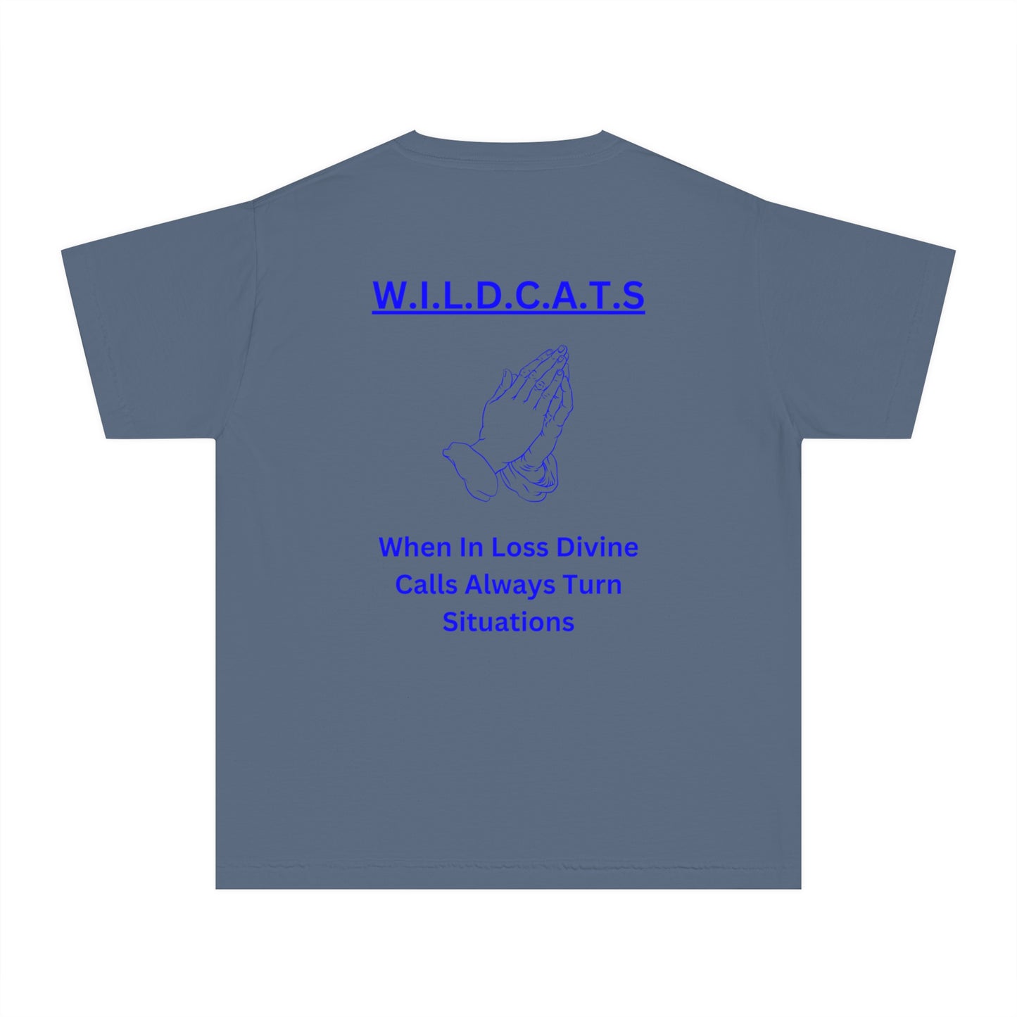 Youth Wildcats Christian Blue Letters & Picture