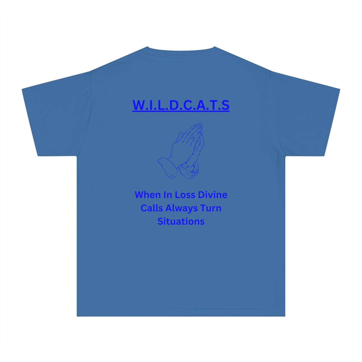 Youth Wildcats Christian Blue Letters & Picture