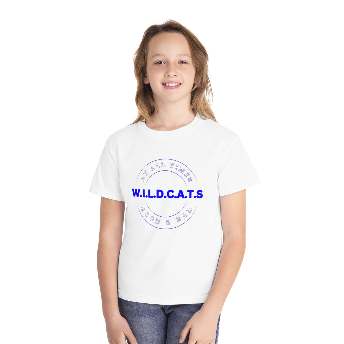 Youth Wildcats Christian Blue Letters & Picture