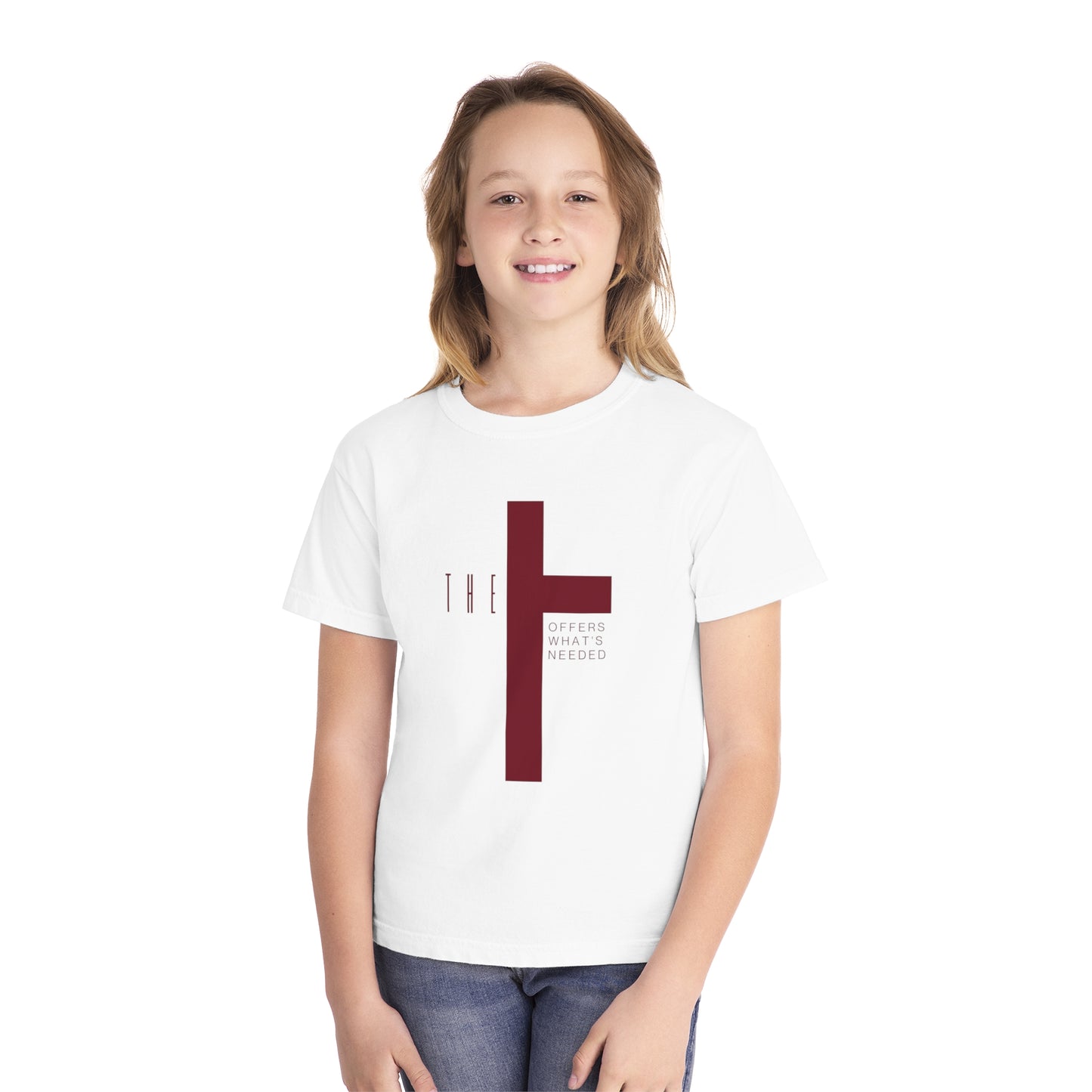 Youth Adult T-Town Christian Marron Letters & Cross