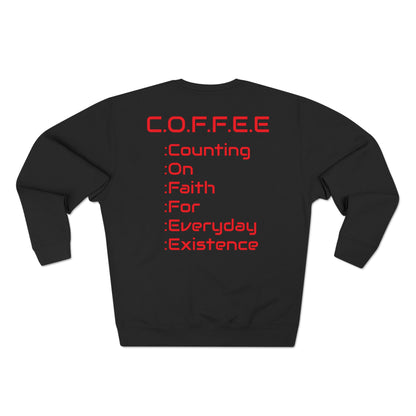 Adult Coffee Christian Red Words Only Crewneck