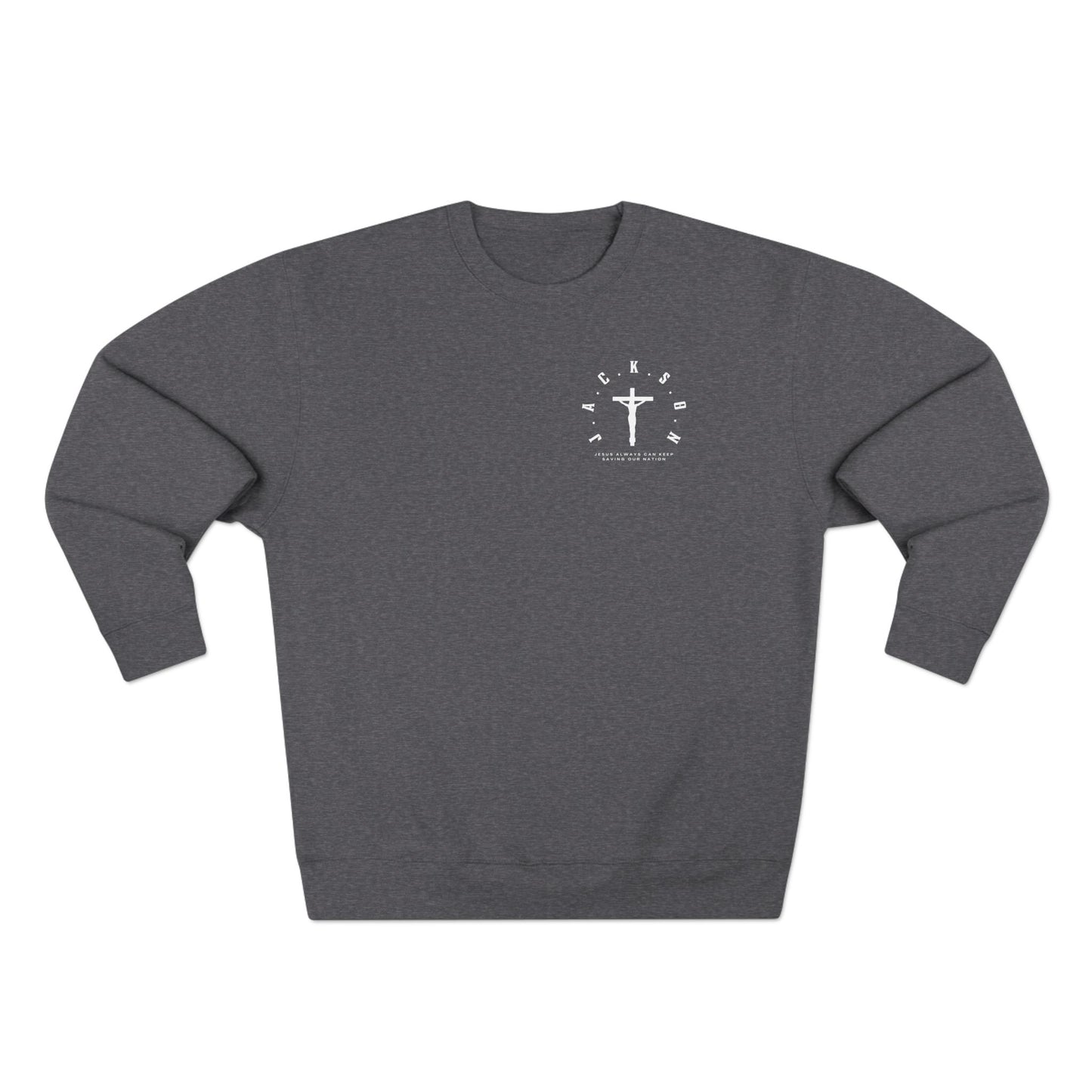 Jackson White Cross & Letters Crewneck