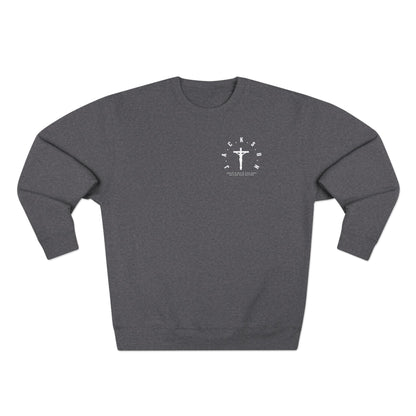 Jackson White Cross & Letters Crewneck