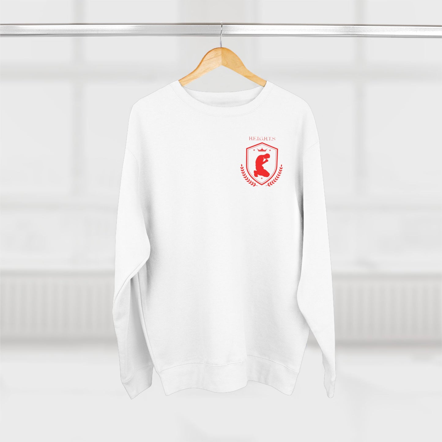 Heights Christian Red Letters & Image Crewneck