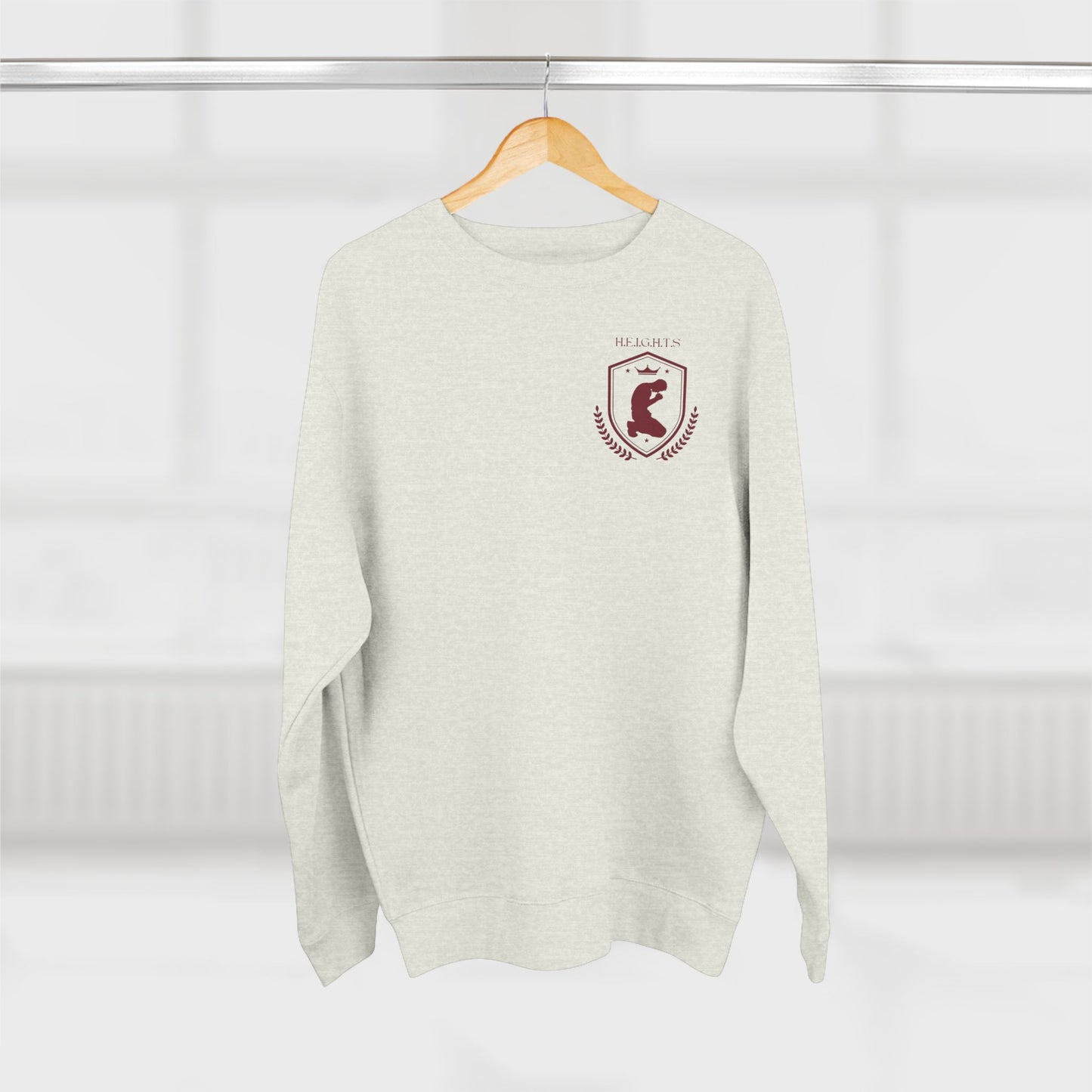 Heights Christian Marron Letters & Image Crewneck