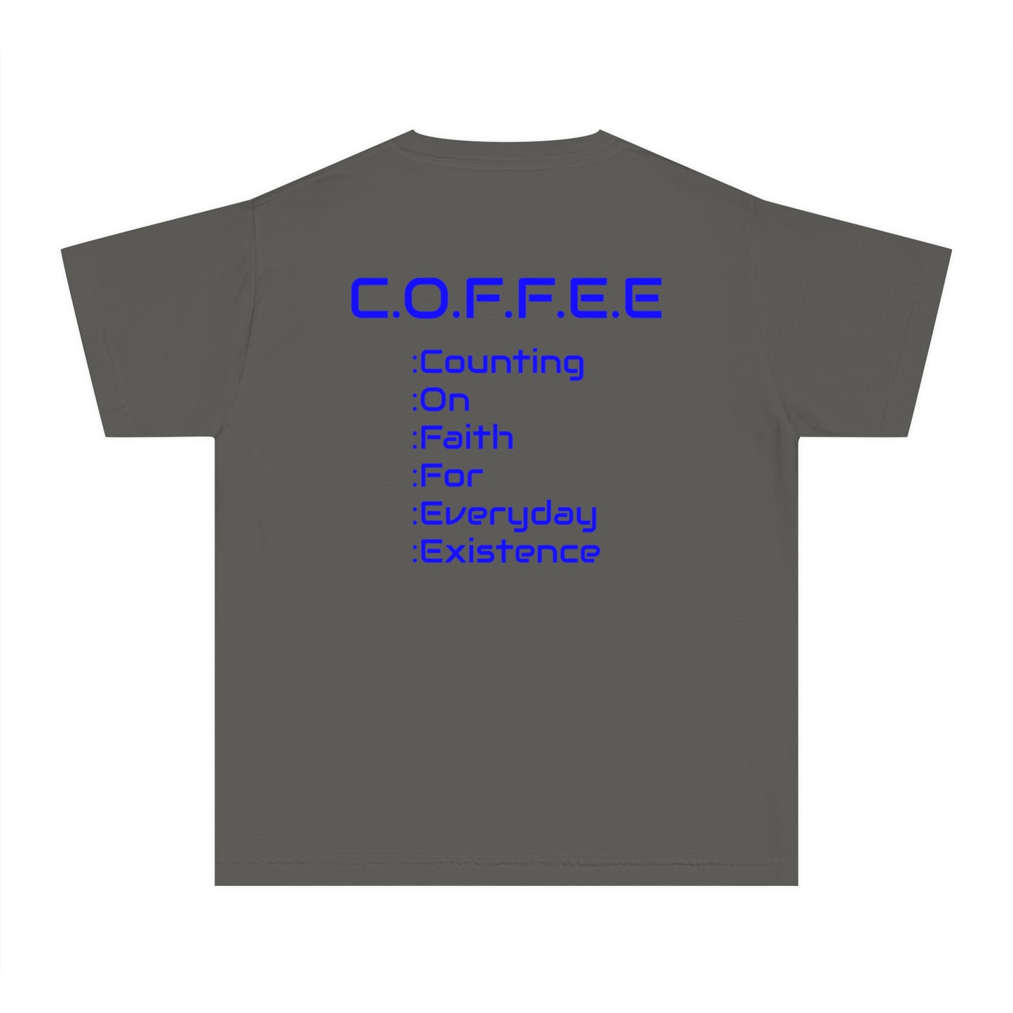 Youth Adult Coffee Christian Blue Words Only