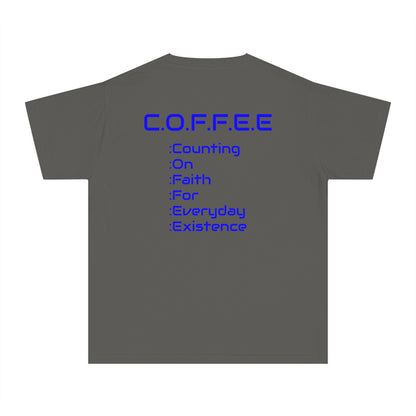 Youth Adult Coffee Christian Blue Words Only