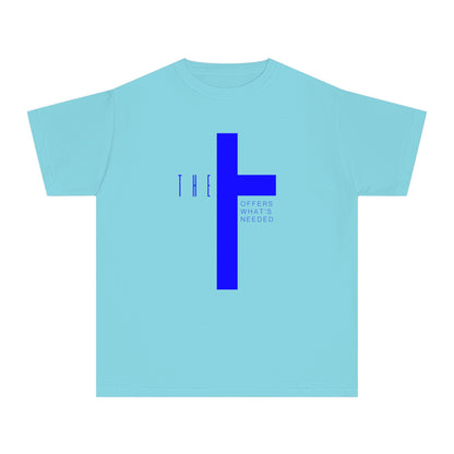 Youth Adult T-Town Christian Blue Letters & Cross