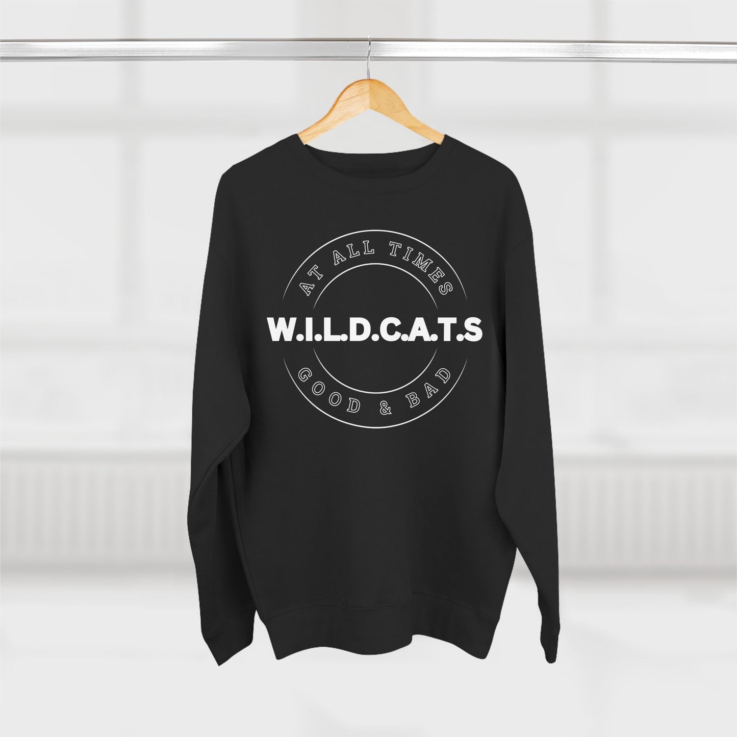 Wildcats Christian White Letters & Picture Crewneck