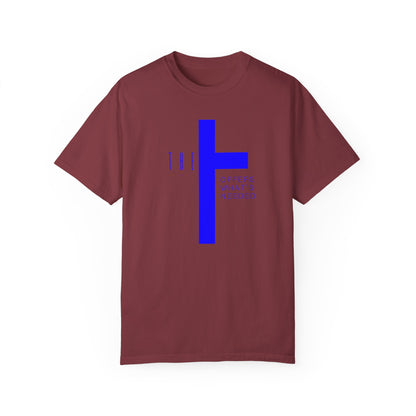 Adult T-Town Christian Blue Letters & Cross