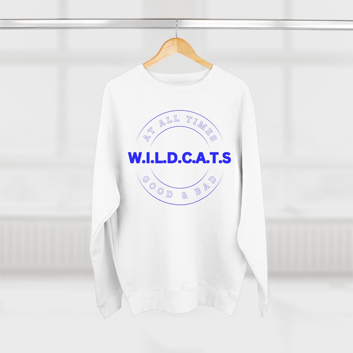 Wildcats Christian Blue Letters & Picture Crewneck