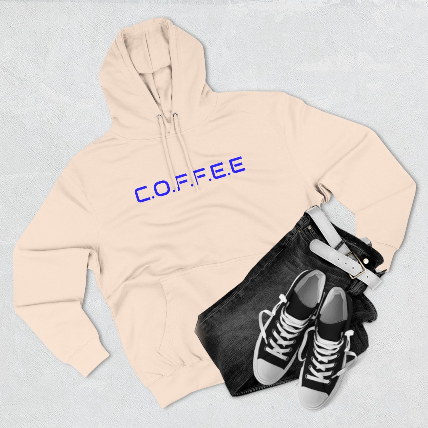 Adult Coffee Christian Blue Words Only Hoodie