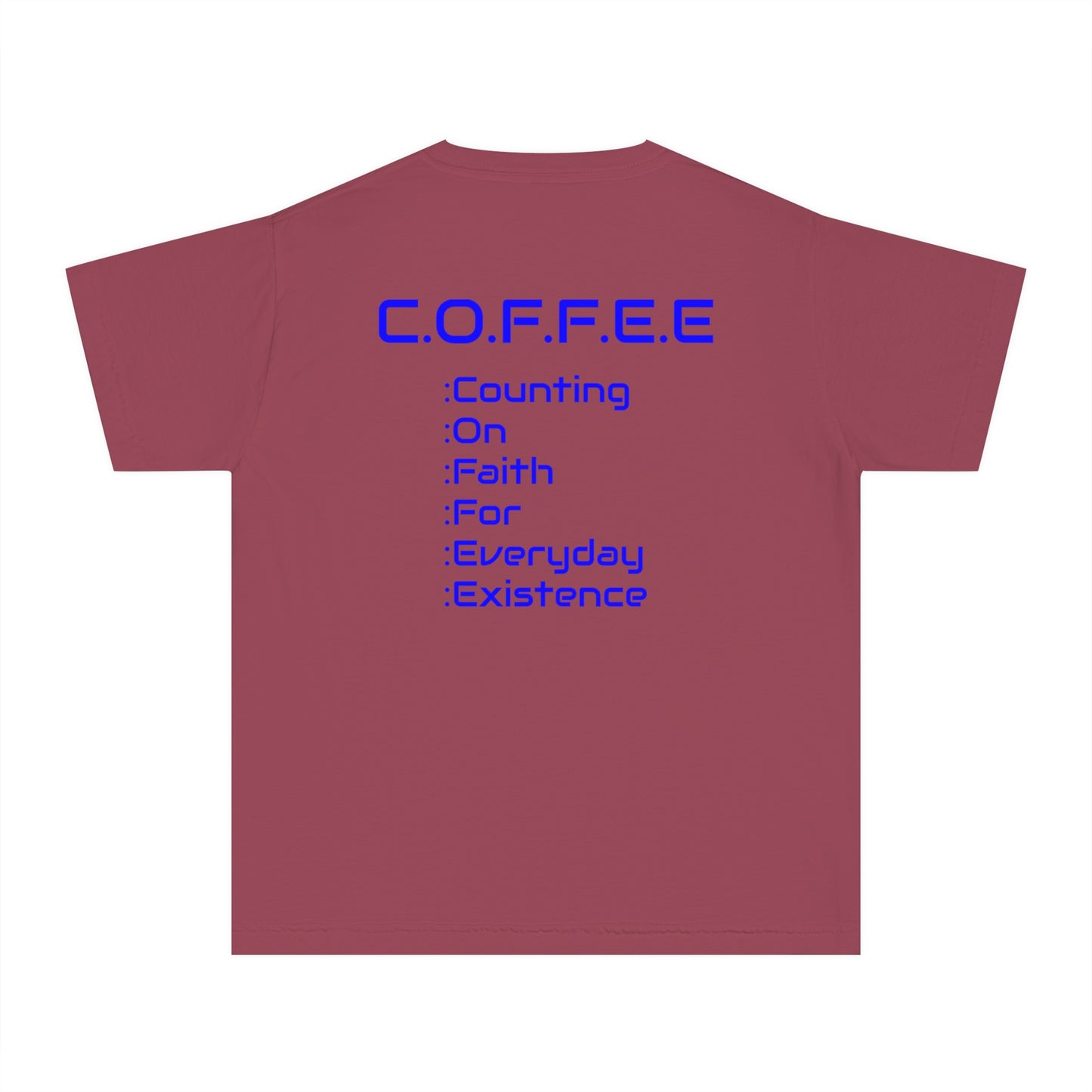 Youth Adult Coffee Christian Blue Words Only