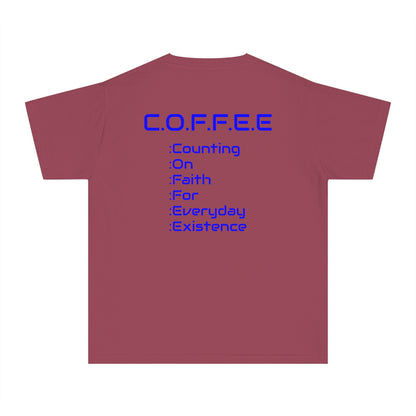 Youth Adult Coffee Christian Blue Words Only