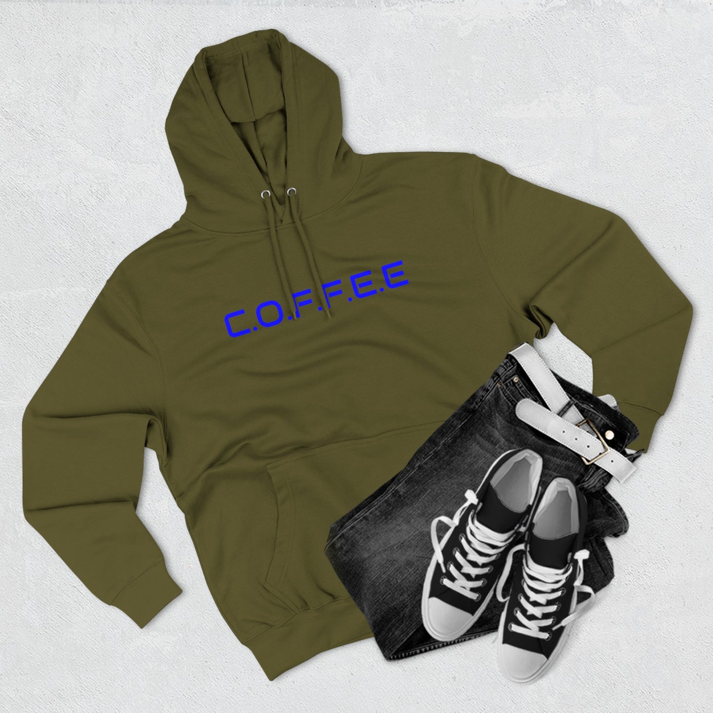 Adult Coffee Christian Blue Words Only Hoodie